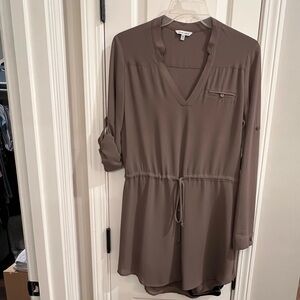 Naked Zebra Taupe Midi Dress